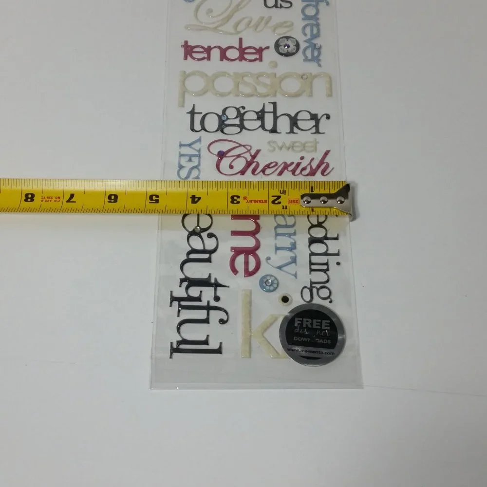 2 Romantic Puffy Phrases Acid Free Stickers